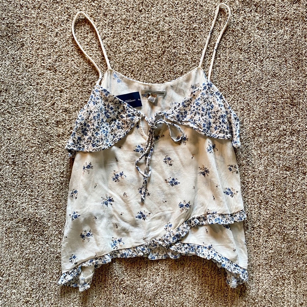 Blue & White Floral Tank